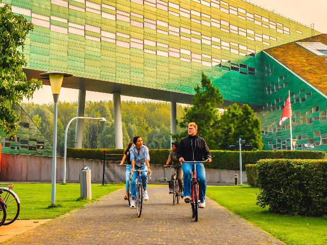 Luc and company cycling around Zernike Campus