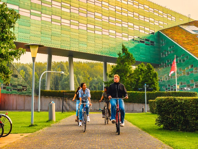 Luc and company cycling around Zernike Campus