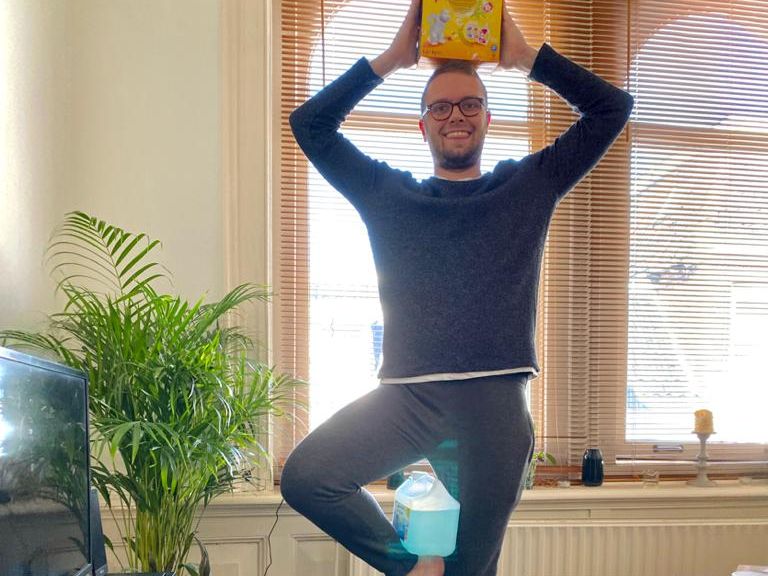 The 'balancing laundry detergent while attempting yoga' challenge