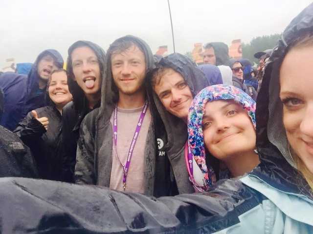 Enjoying a very rainy Glastonbury festival