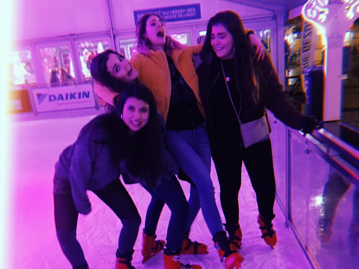 Trying real hard not to fall over while ice skating last winter