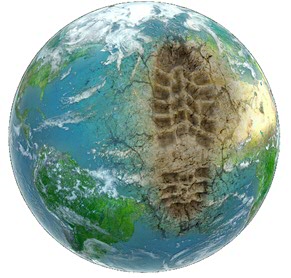 globe with footprint