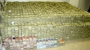 large piles of money