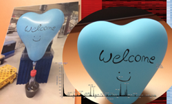 balloon with 'welcome' text