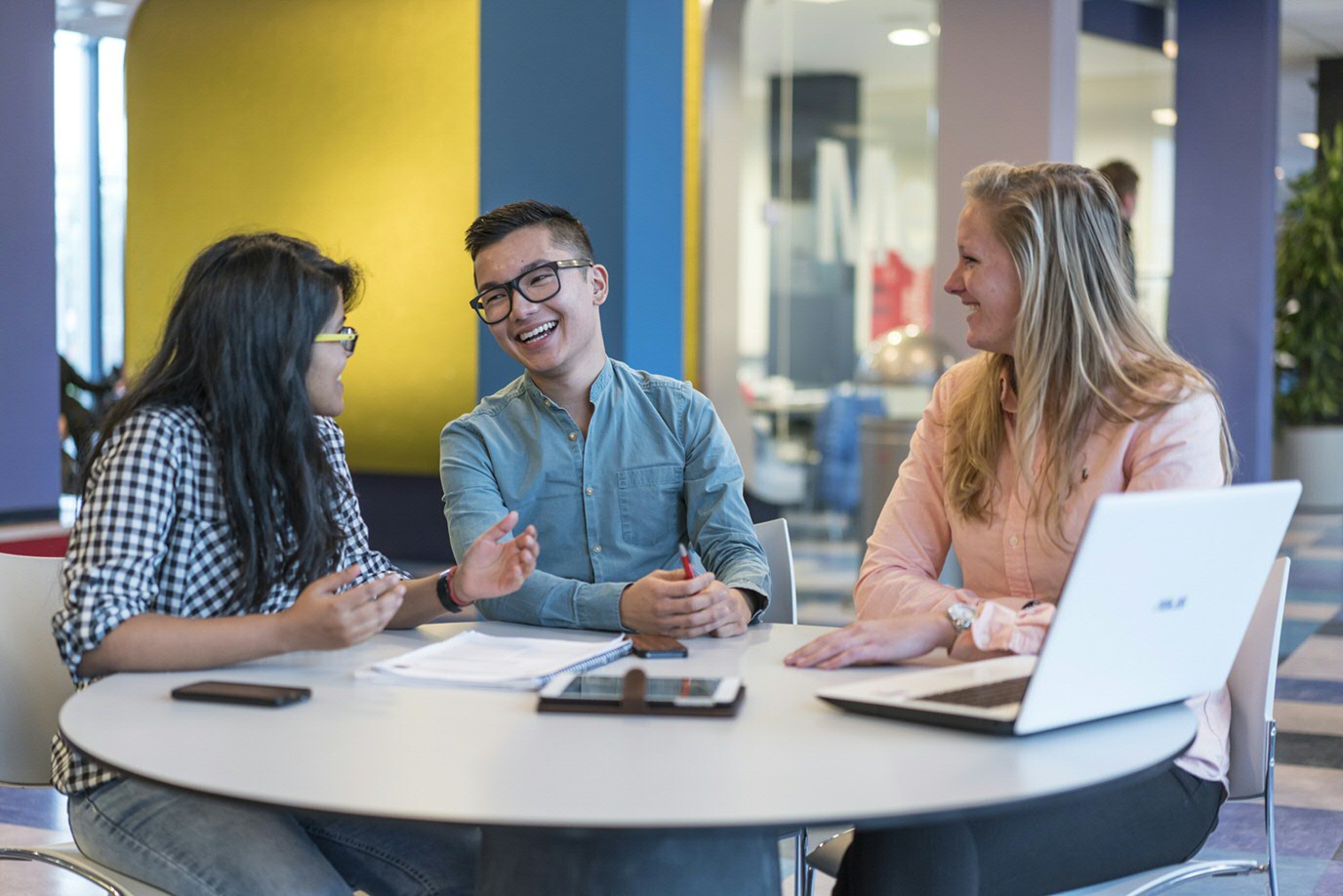 small group of students discussing