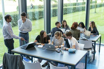 small group of students discussing