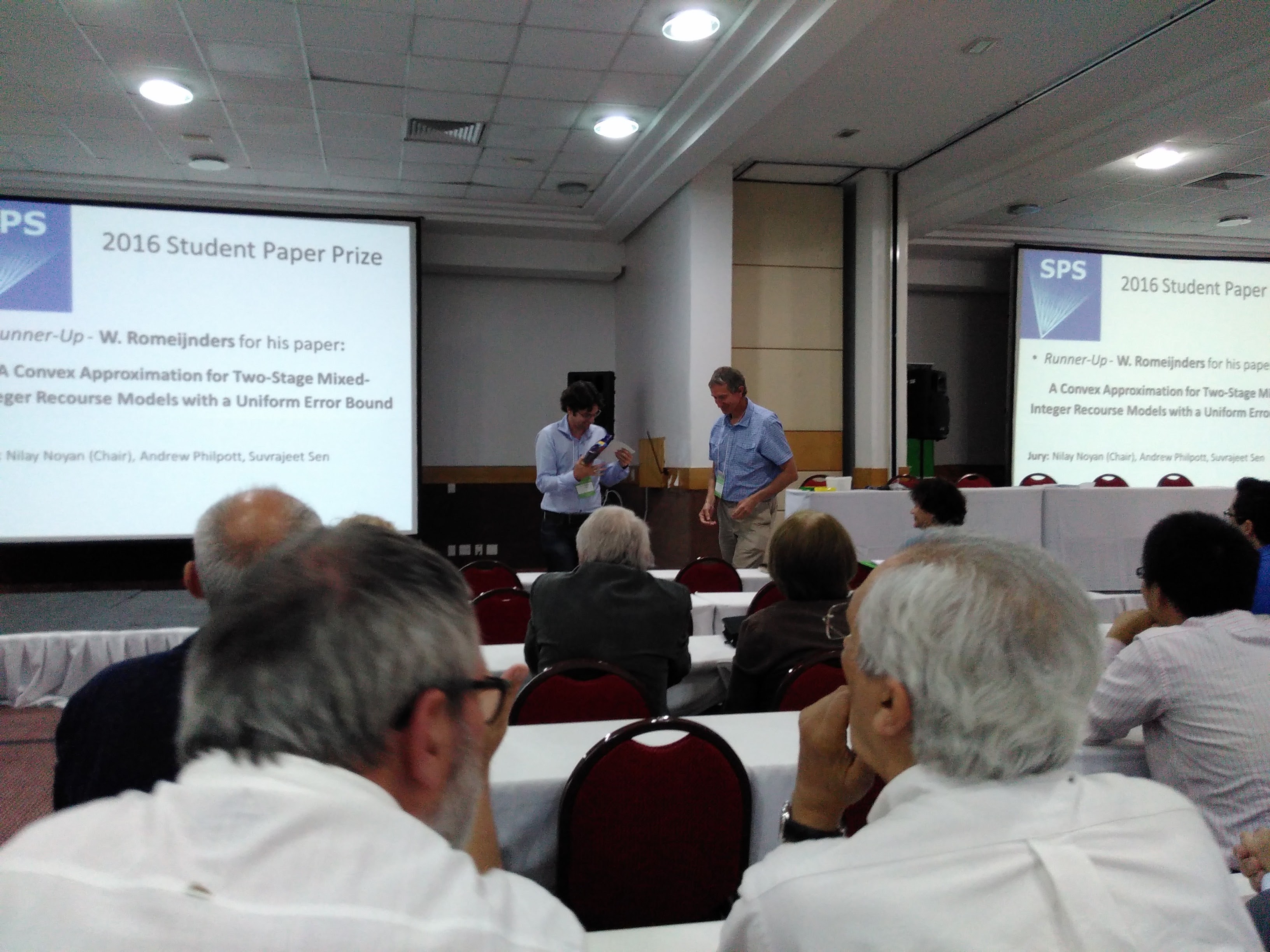 The awards ceremony at the International Conference on Stochastic Programming.