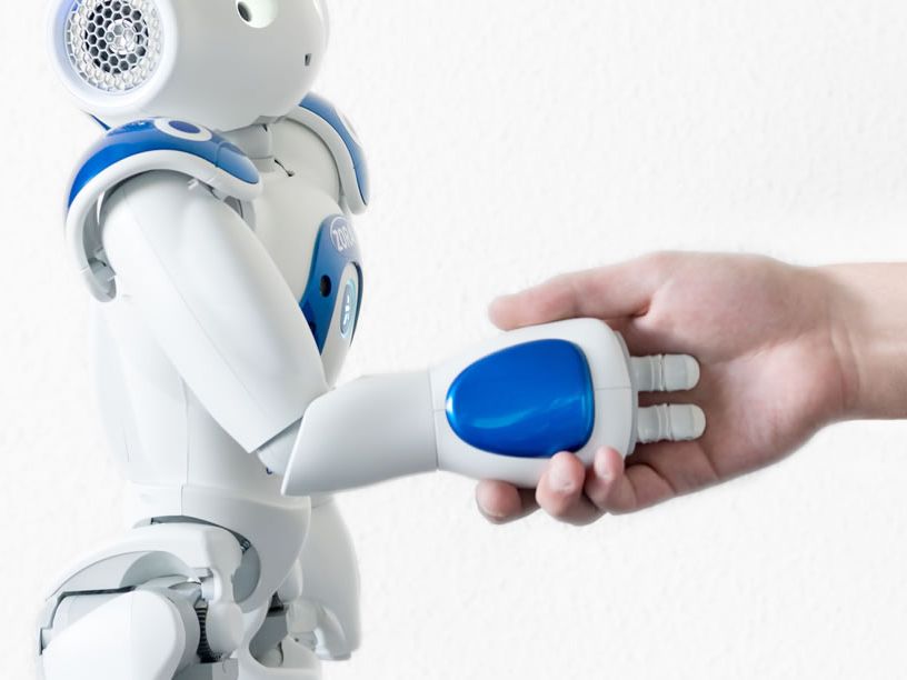 Zora, a robot used in healthcare settings made by Belgian company ZoraBots.
