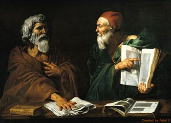 The Philosophers (oil on canvas) by Master of the Judgment of Solomon (fl.1620-1620)