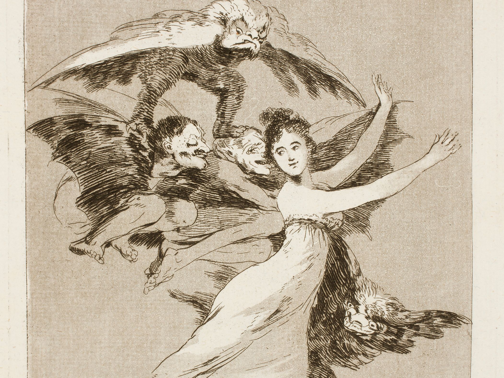 Francisco de Goya, Los Caprichos 72, No te escaparas. Wikimedia commons