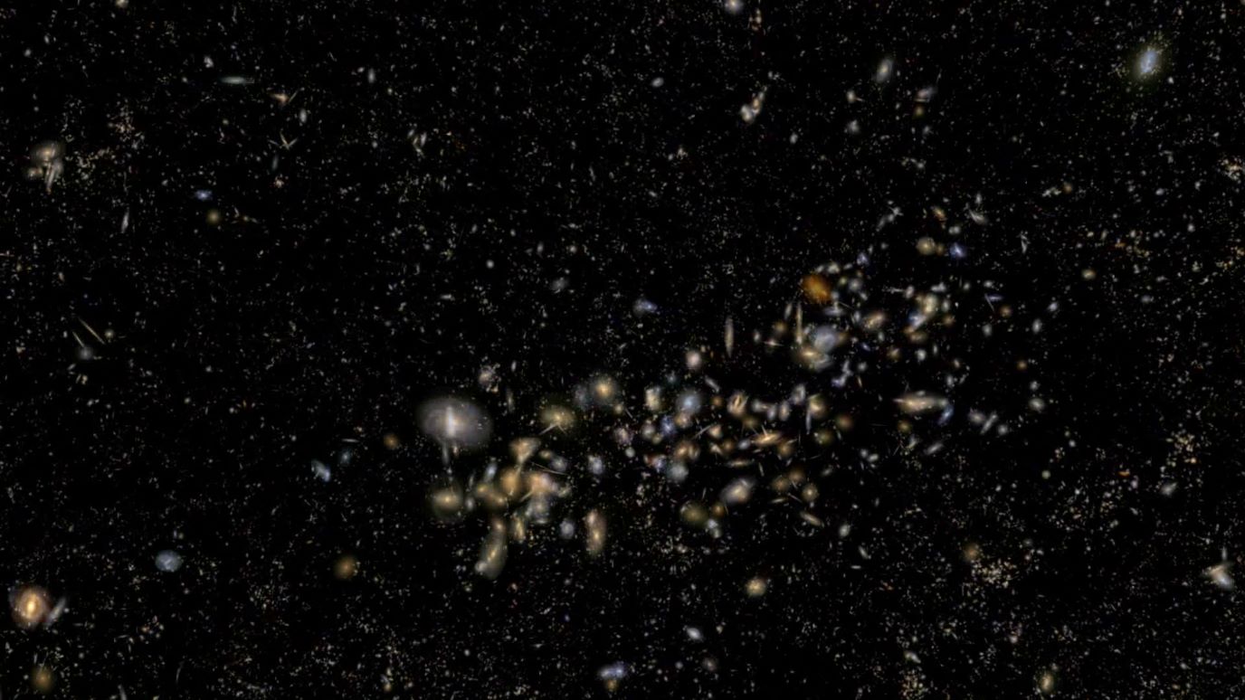 Galaxies in een filament van het kosmische web