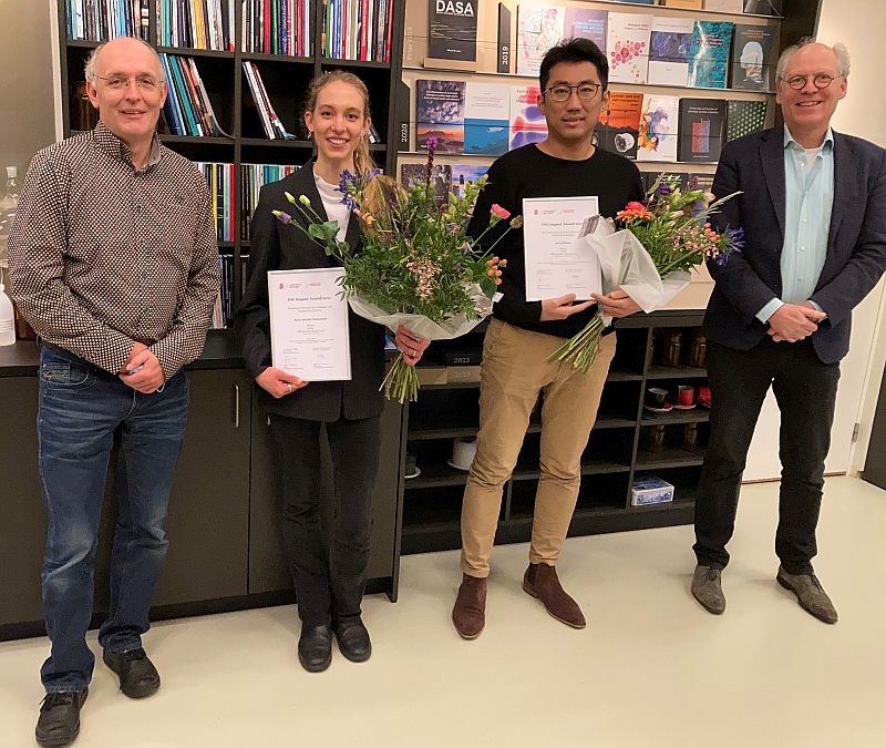From left to right: Prof. Erik Heeres, Marta Schulte-Fischedick, Dr. Yuli Shan, Dean Jasper Knoester