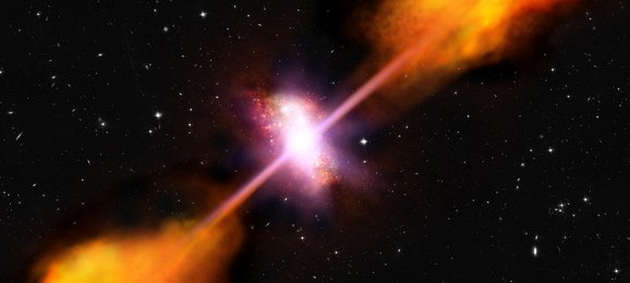 Een artist impression van een quasar. (c) ESA/C. Carreau