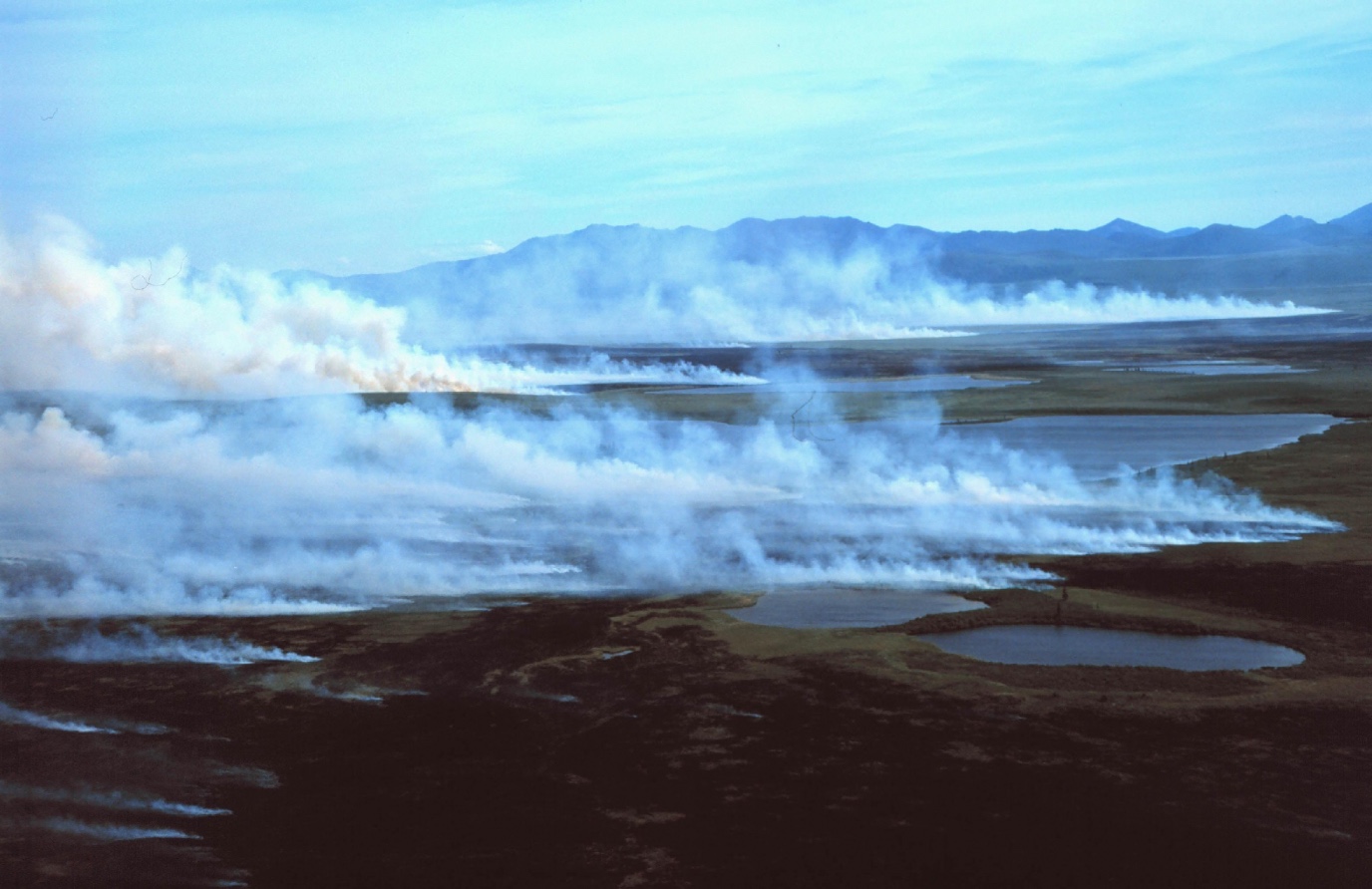 Een veenbrand in Siberië