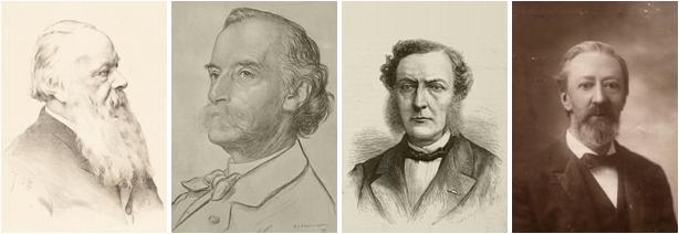 C.W. Opzoomer (1821-1892), C.P. Tiele (1830-1902), A. Kuenen (1828-1891) and F.W.N. Hugenholtz Sr. (1839-1900) (from left to right) were leading members of the Nederlandsche Protestantenbond, the liberal Protestant (church) organisation to which De Hervorming was affiliated, during the first years of its existence.