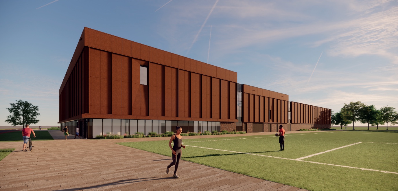 Impressie noordzijde nieuw Sportcentrum