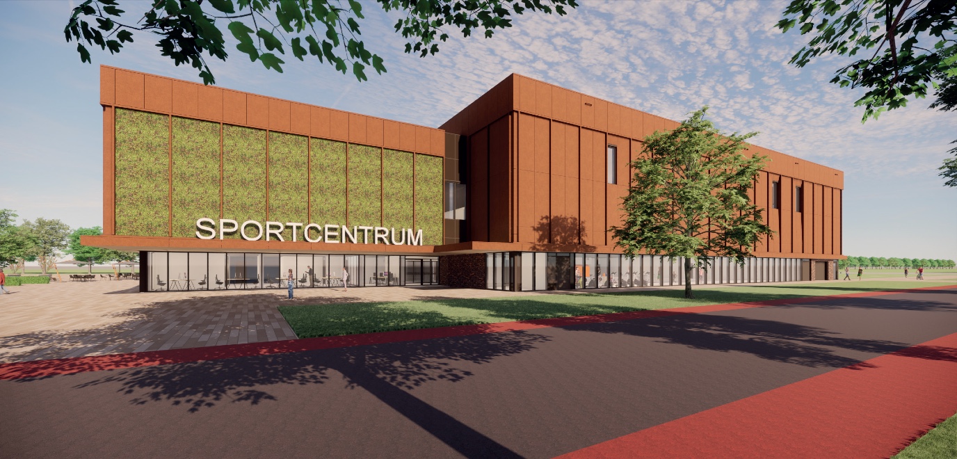 Impressie voorzijde nieuw Sportcentrum