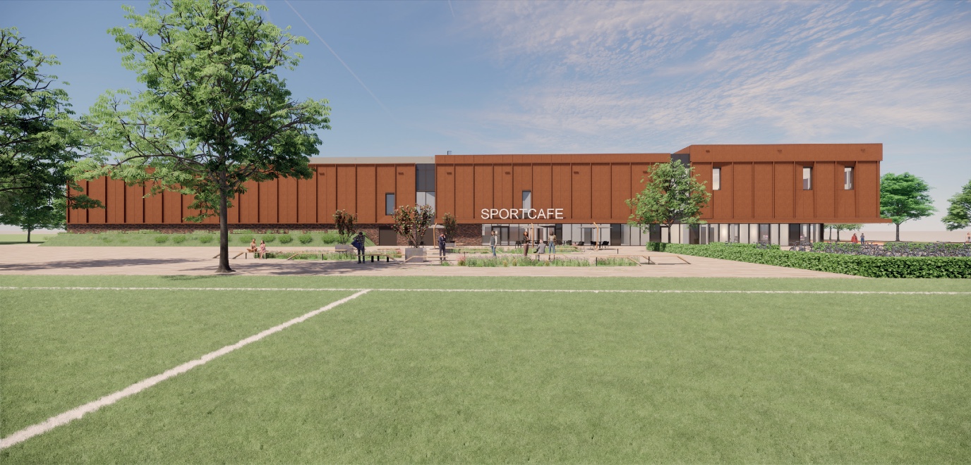 Impressie zuidzijde nieuw Sportcentrum