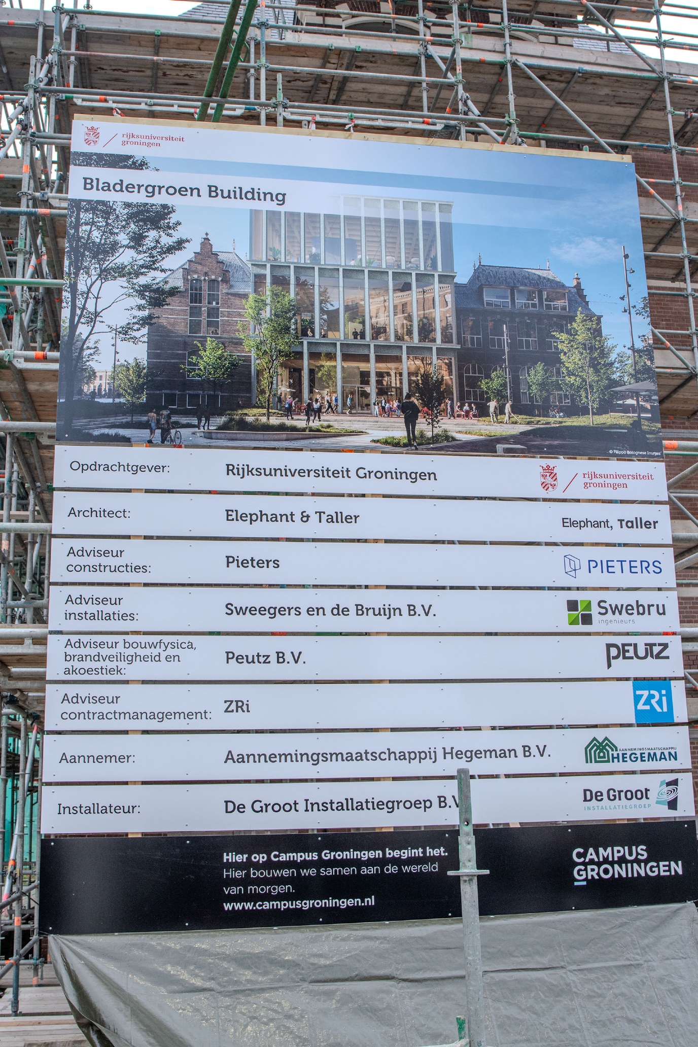 Bouwbord Bladergroen Building