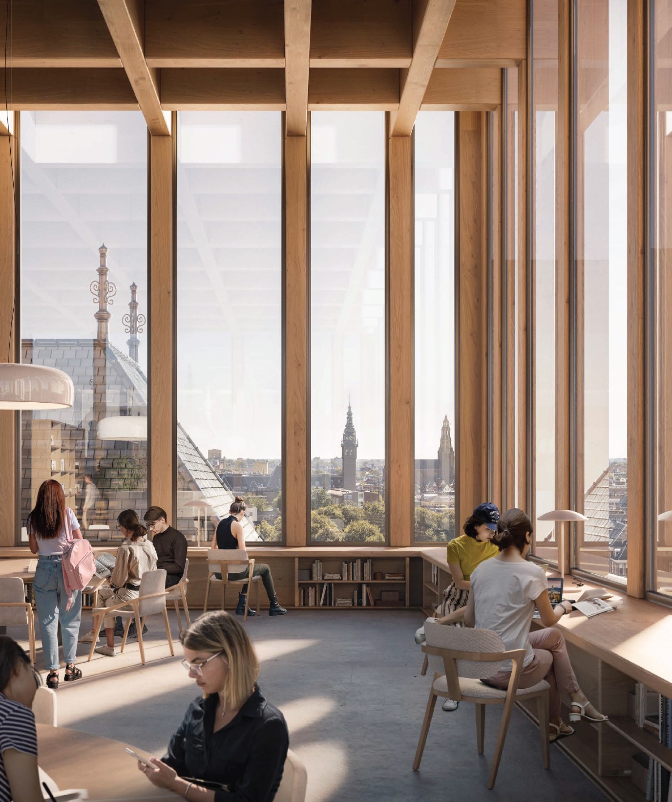 Studieplekken met uitzicht op tweede verdieping
