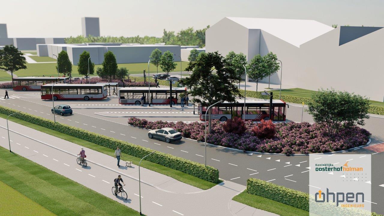 Impressie van het vernieuwde busknooppunt Zernike