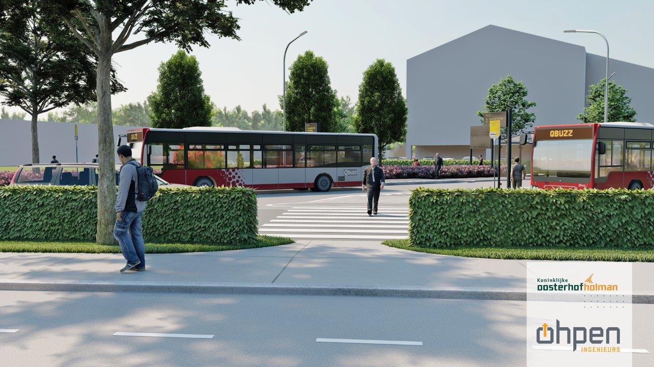 Impressie van het vernieuwde busknooppunt Zernike