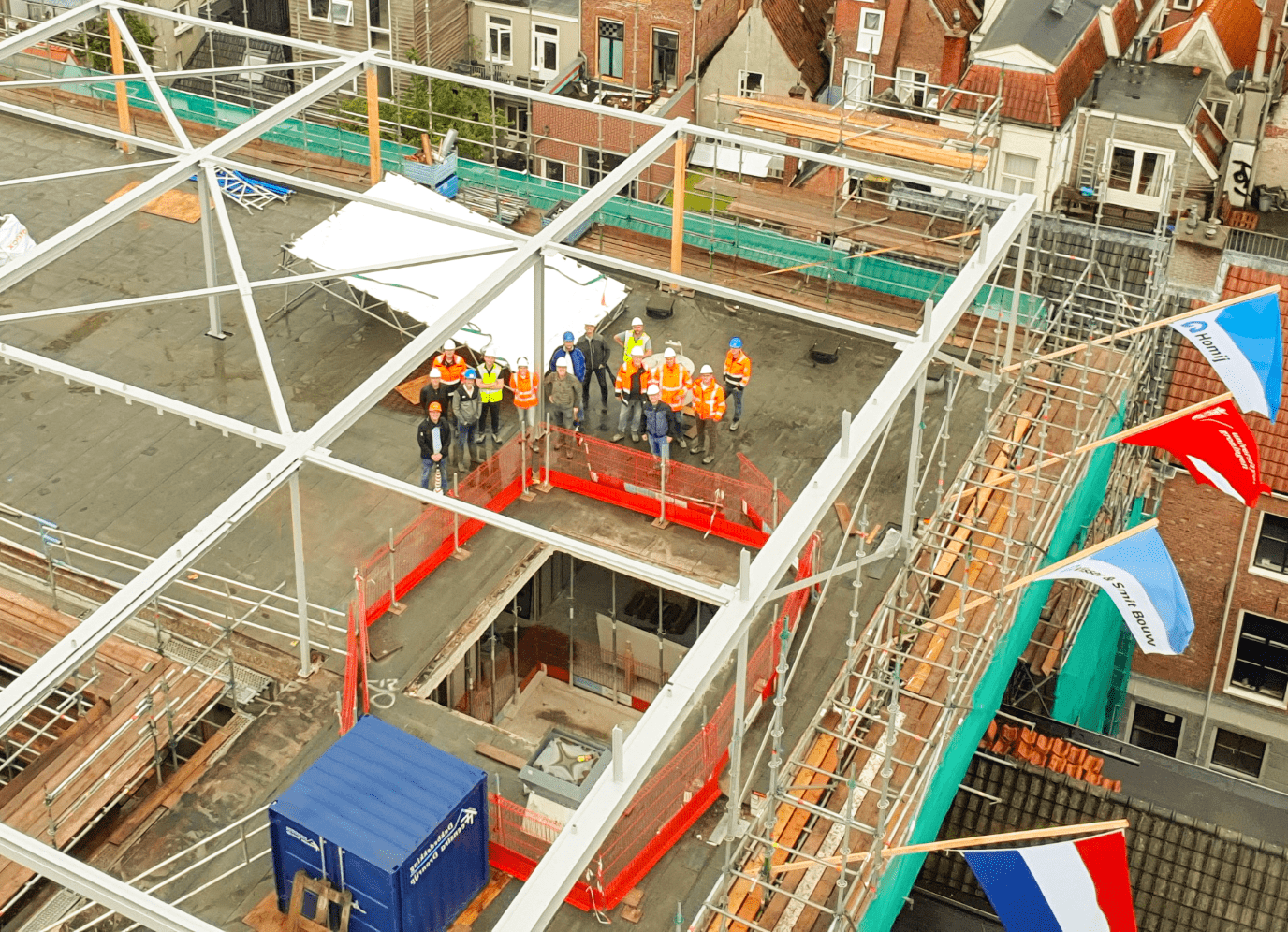 The highest point has been reached with the installation of the steel structure
