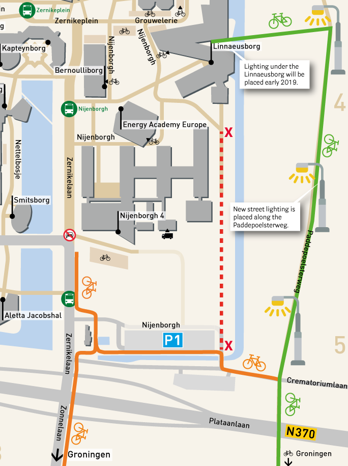 Straatverlichting is geplaatst langs de Paddepoelsterweg en Penningsdijk.