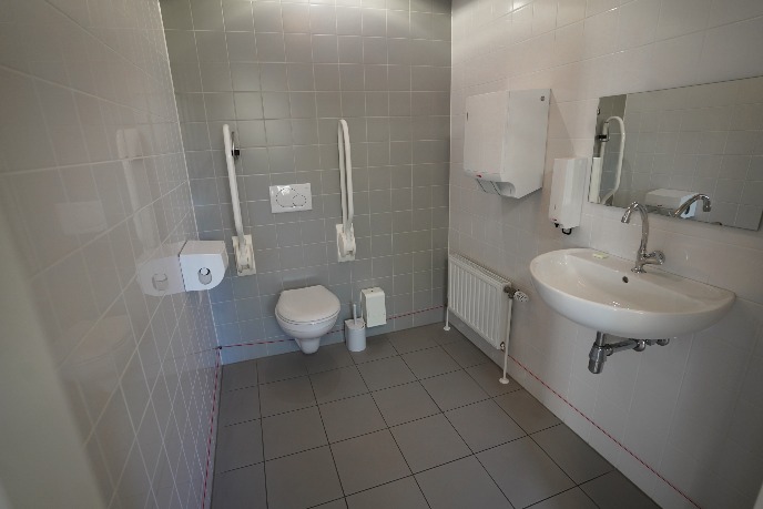 Wheelchair-friendly toilet on site