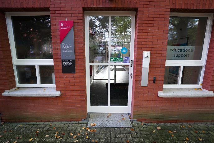 Entrance building from the courtyard