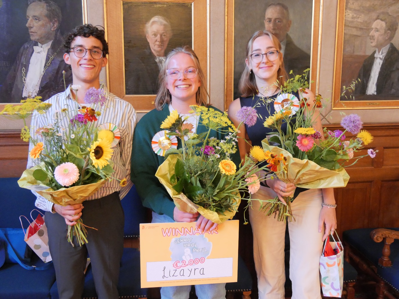 De drie genomineerden, vlnr: Reinder Haeck, Lizayra Dassen, Jasmijn van Vlimmeren