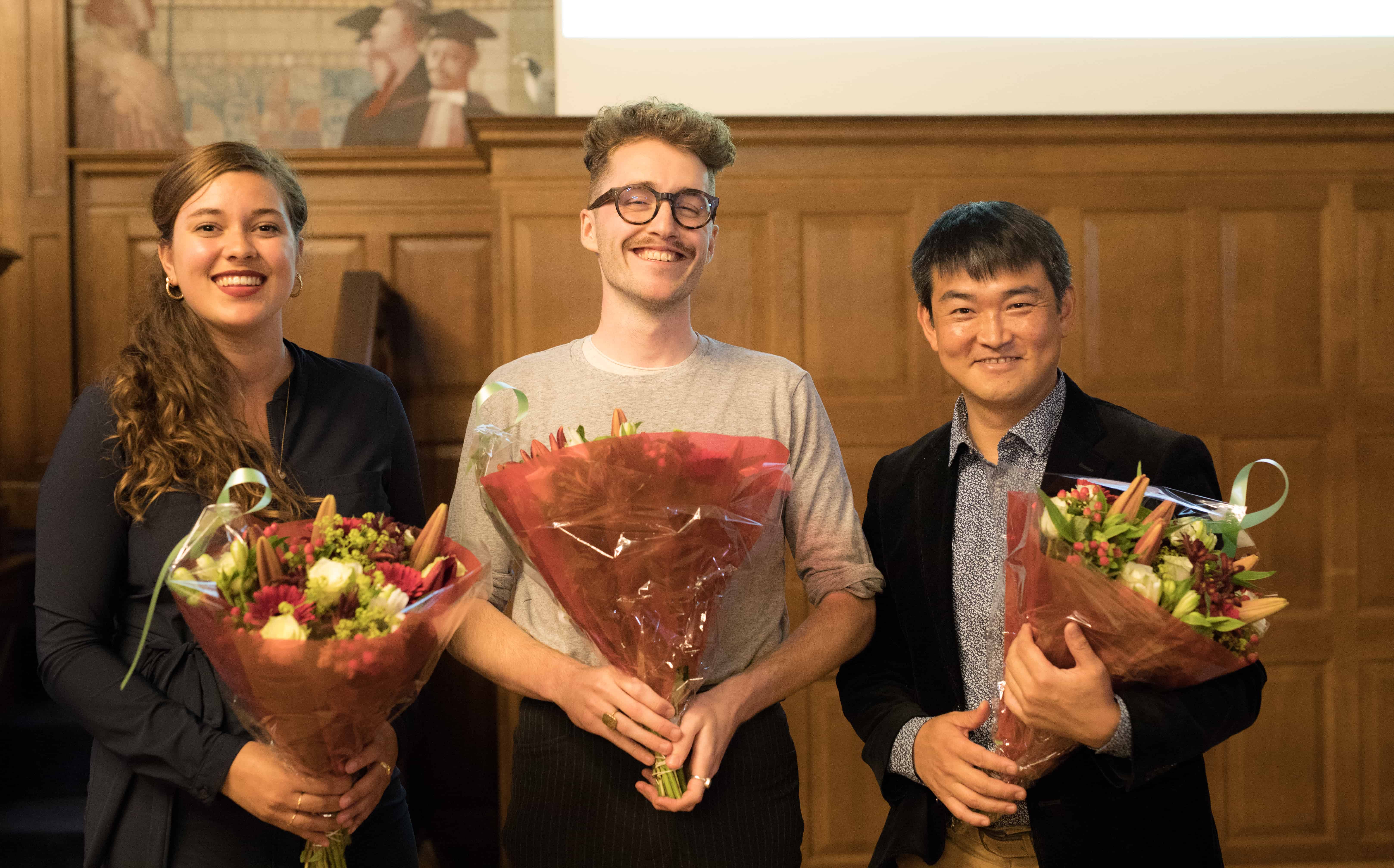 The three nominees for the Gerrit Krol Award (fltr): Yasmine Finani, Zito Ysenbaert and Takashi Nakamura (Photo: Gerhard Taatgen)