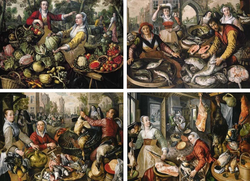 ‘De vier elementen’ van Joachim Beuckelaer (Antwerpen c. 1534- c. 1574)‘The four elementes’ Joachim Beuckelaer (Antwerp c. 1534-c. 1574)