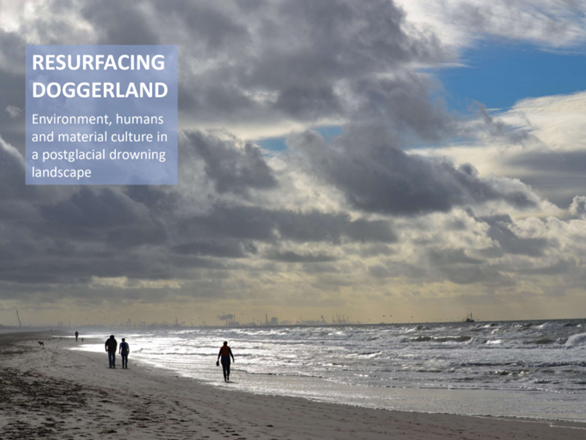 Photo that showcases the context of the disappeared Doggerland (industry buildings in the background, a fishing ship, and a man-made beach, on which hikers make all kinds of finds)