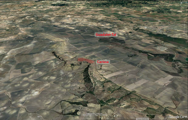 De ligging van Carissa Aurelia (Google Earth)