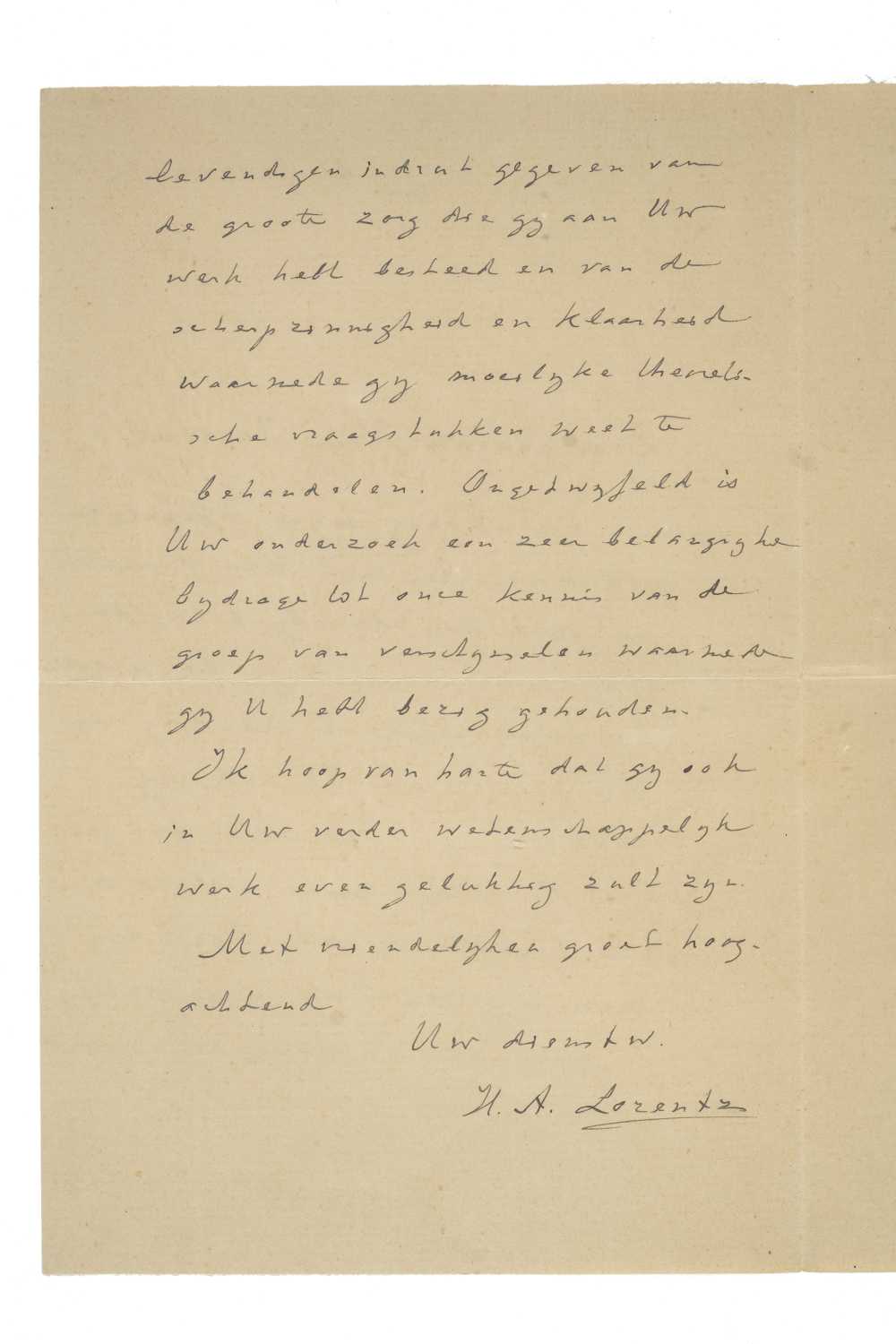 De brief van H.A. Lorentz aan Frits Zernike. Gedateerd 21 februari 1915]
