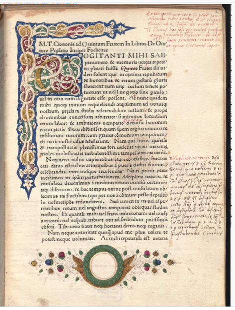 Ill. 6: Cicero, De Oratore (Venice: Wendelinus de Spira, 1470), Bavarian State Library copy