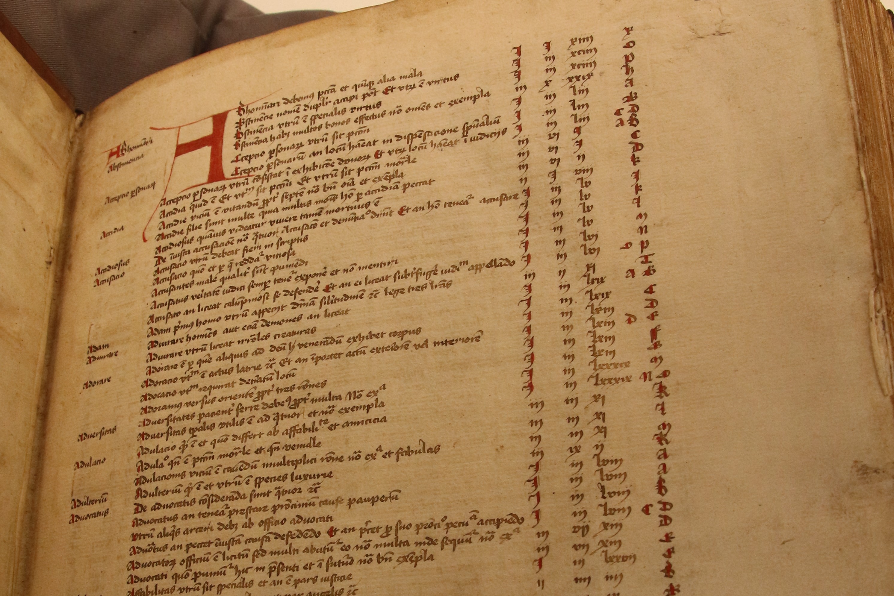 Ill: 11: De inhoudsopgave in het Groningse exemplaar van het boek van Vincent van Beauvais over christelijke deugden en ondeugden gedrukt door Conradus Winters de Homborch in Keulen in 1477 