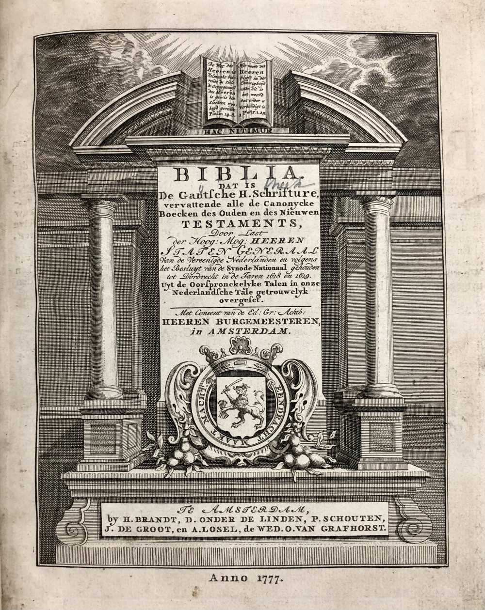 uklu KW C 1629, eerste titelpagina van het convoluut met drie bijbeleditiesuklu KW C 1629, first title page of the convolute with three bible editions