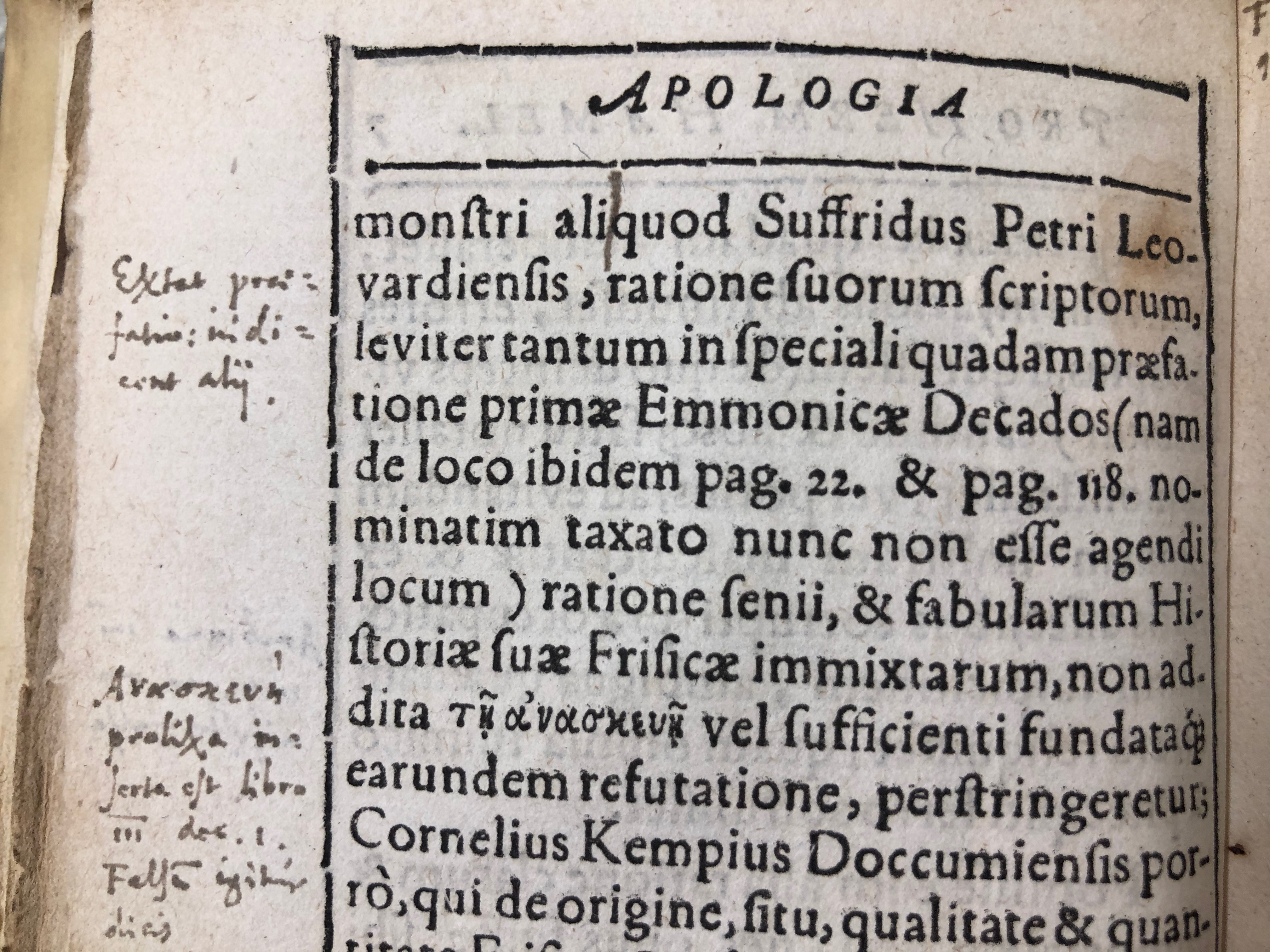 12. Emmius’s copy of Gisecken’s Apologia, fol. 7v