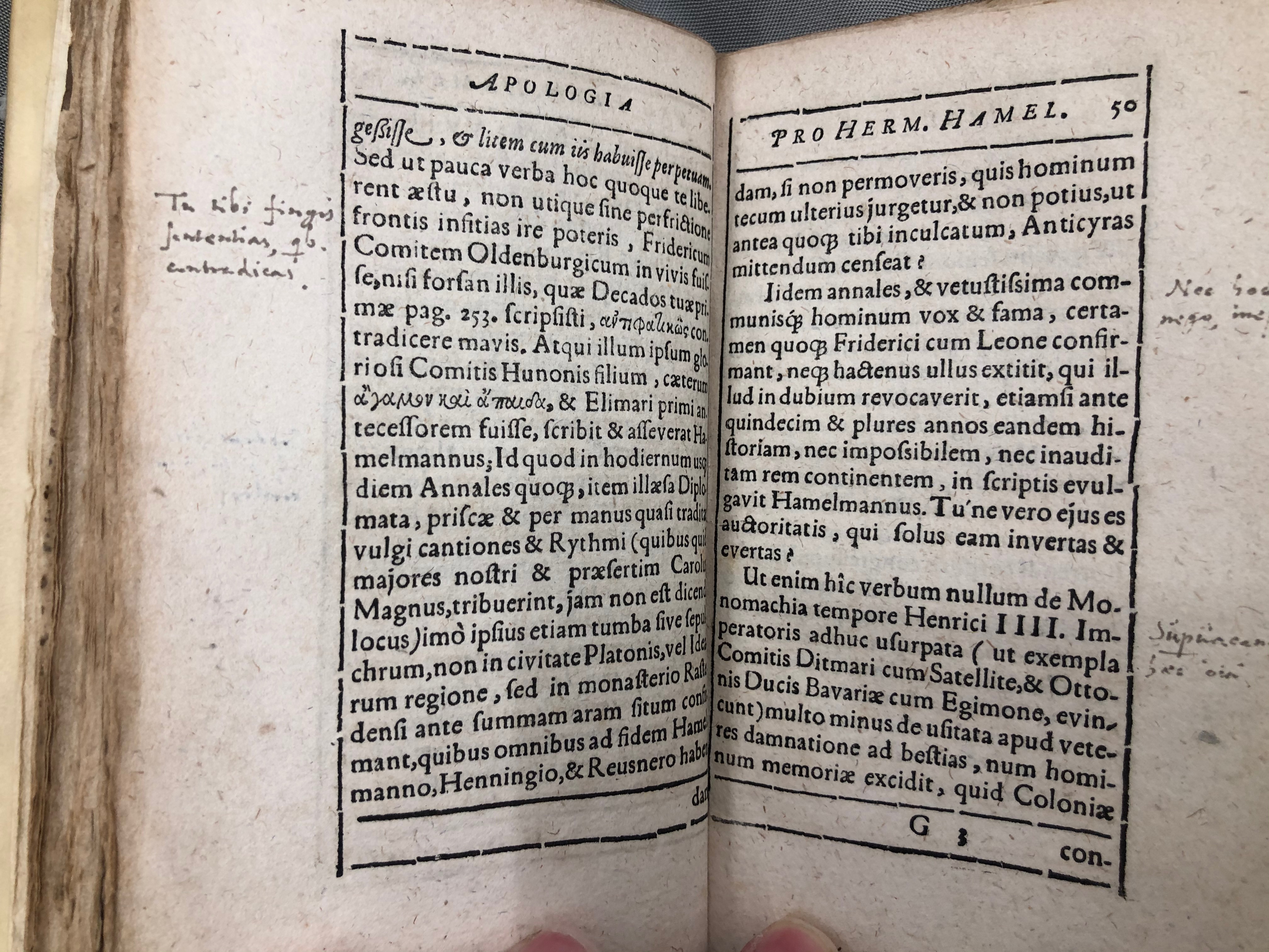 14. Emmius’ exemplaar van Giseckens Apologia, fol. 49v-50r14. Emmius’s copy of Gisecken’s Apologia, fol. 49v-50r14. Emmius’ Exemplar von Giseckens Apologia, fol. 49v-50r