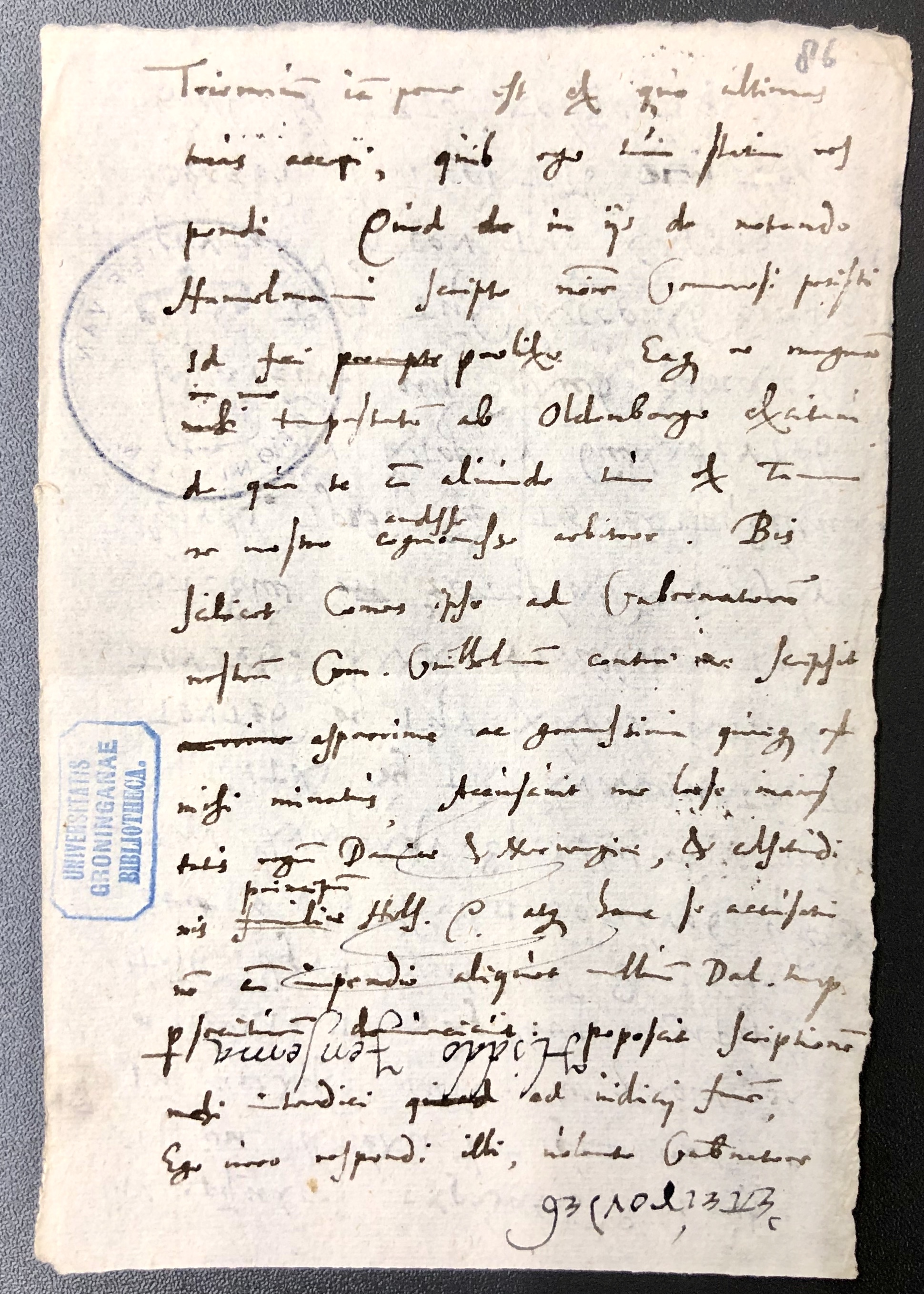 18. Ubbo Emmius, undated letter from 1604 (autograph copy, UBG)