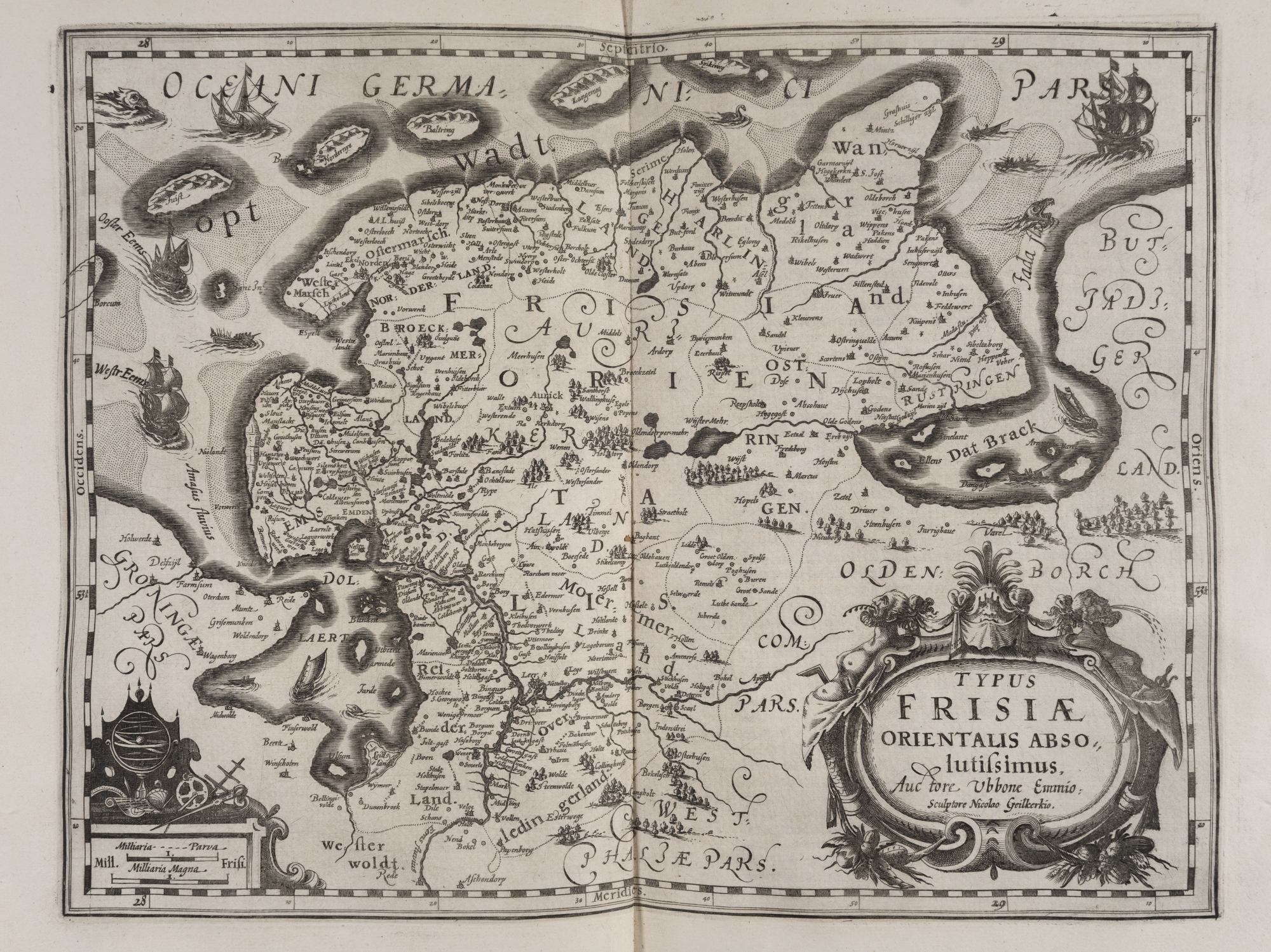 K01. Map of East-Frisia from: Emmius, Rerum Frisicarum historia (Leiden 1616)