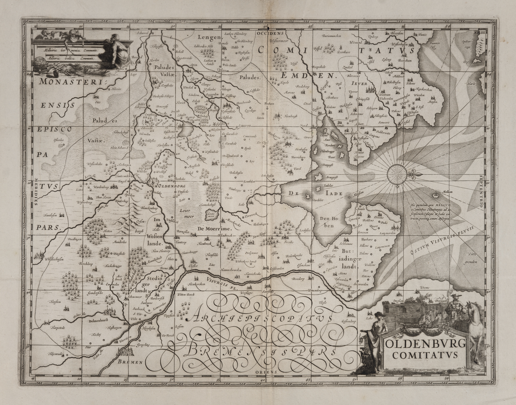 K04. Map of the County of Oldenburg, circa 1680 (UBG uklu 02-16-24)
