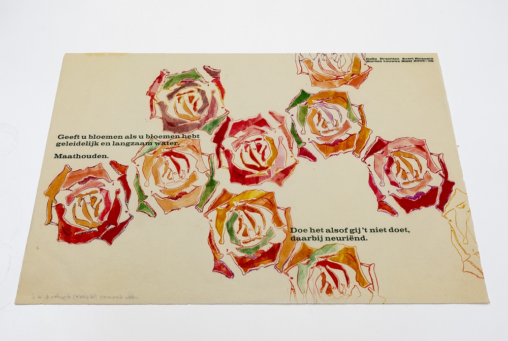 Evert Rinsema, ‘Geeft uw bloemen als u bloemen hebt, geleidelijk en langzaam water...’, plano, Marlies Louwes, 2006