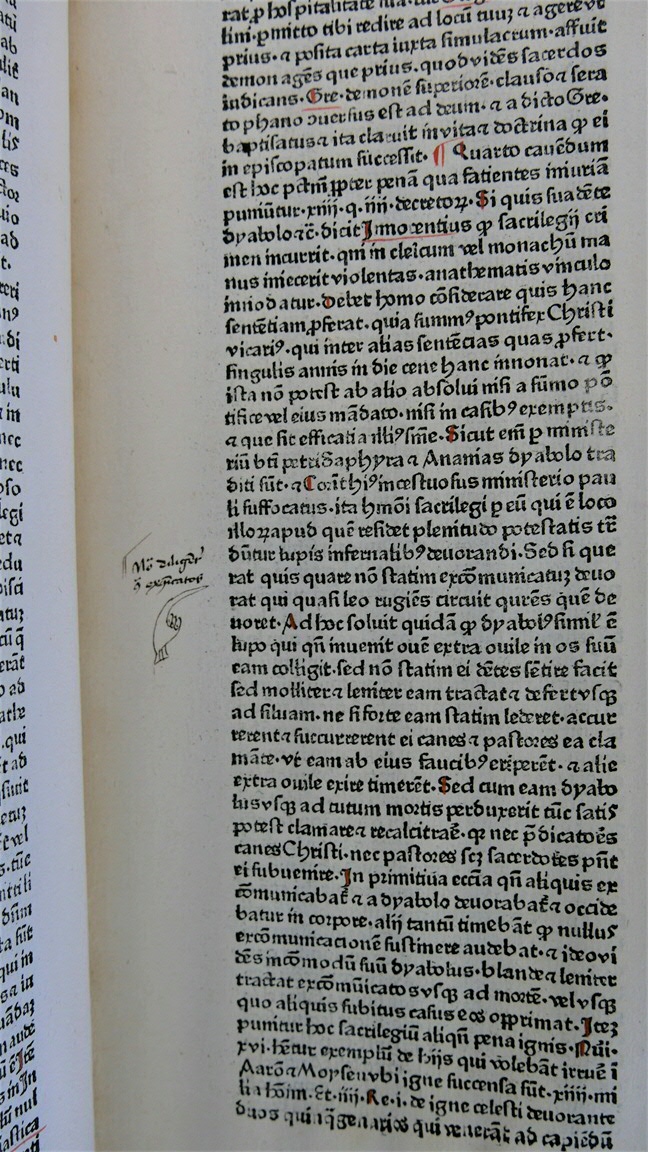 Inc. 188. Manicula in Speculum morale van Vincent van Beauvais.Inc. 188. Manicule in Vincent of Beauvais’ Speculum morale