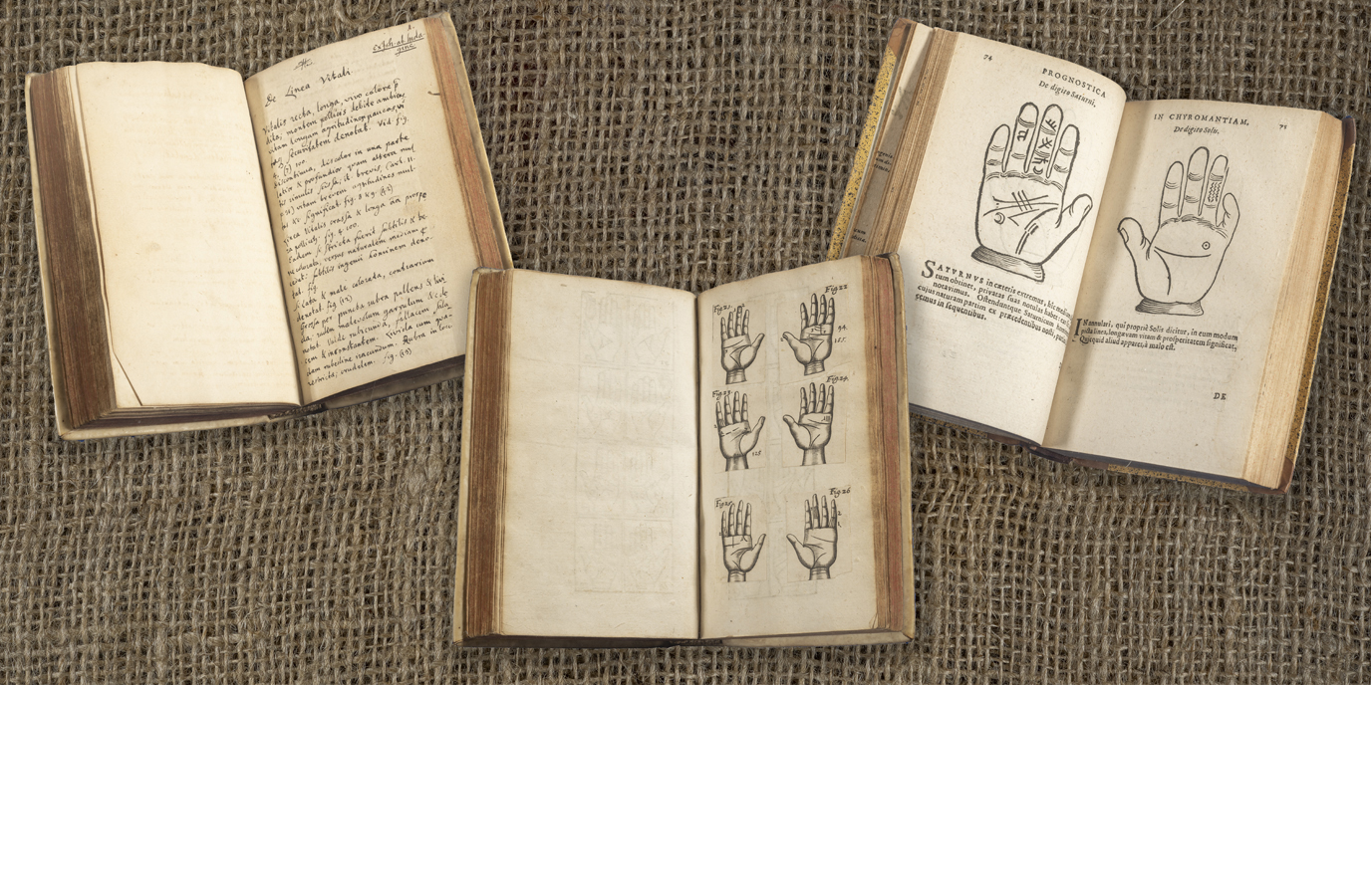 Another book with user marks is Nicolaus Pompeius' 'Praecepta chiromantica' (1682). In the back of this book on palm-reading, we find handwritten information from a book by Johannes ab Indagine. In addition to this we also see some chiromantic images pasted into the book.