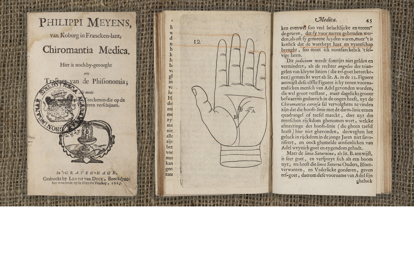 In this copy of Philip Meyens' 'Chiromantia Medica'Chiromantia Medica' from 1665 we see that, throughout the book, certain sentences are underlined. This treatise on physiognomy and palm-reading contains all kinds of notes in the margins and even an autograph of the author.