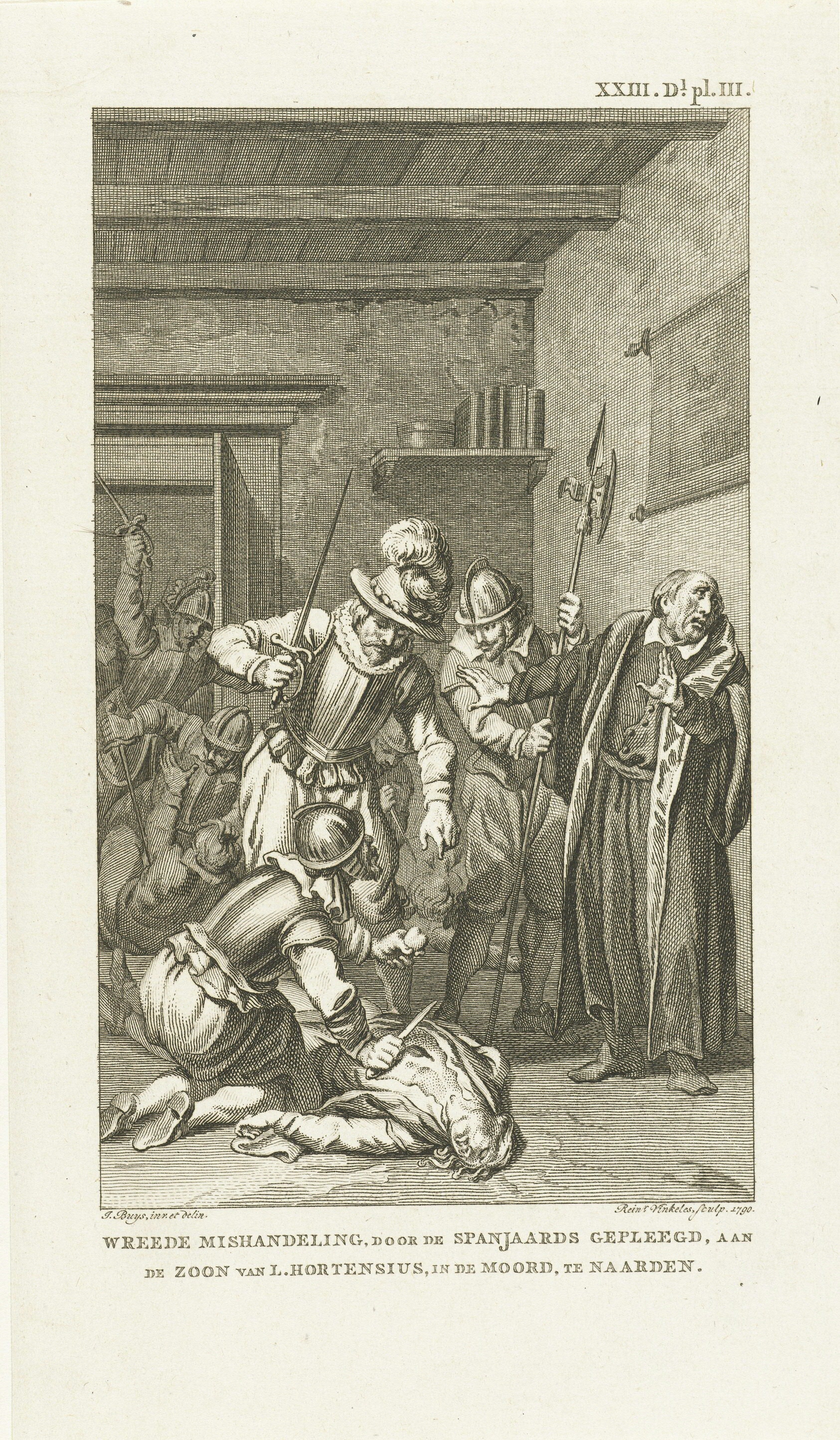 4. L. Hortensius’s son, killed and mutilated by the Spanish, 1572, Reinier Vinkeles (I), based on Jacobus Buys, 1790, etching
