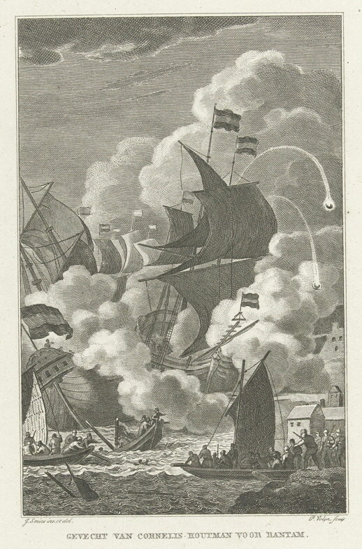 5. Cornelis de Houtman in a battle off the coast of Bantam, 1596, Philippus Velijn, based on Jacob Smies, 1823–1829, etching